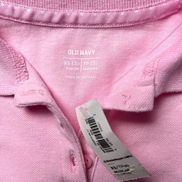 Old Navy Girl's Pink Short Sleeve Button Front Polo Tee Sz XS 4-5 - Picture 7 of 8